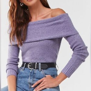 Foldover off the shoulder sweater